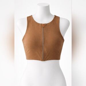 Aerie Brown Zip-Up Crop Top